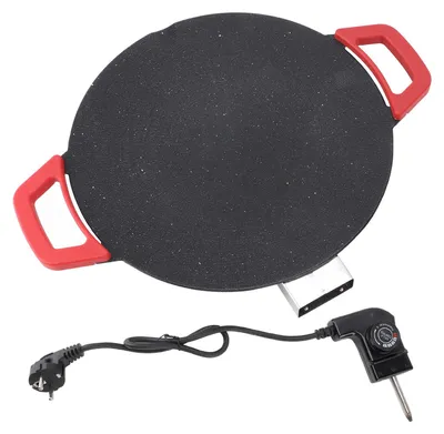 Produktbild von 30 cm elektrische Grillpfanne, runde Grillplatte, konkaves Design, Antihaftbeschichtung, Temperaturknopf-Einstellplatte, EU-Stecker, 220 V