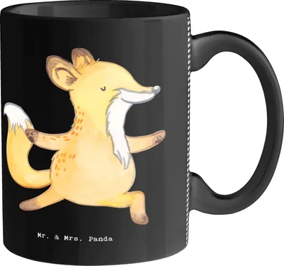 Produktbild von Mr. & Mrs. Panda Tasse Yogalehrer Herz - Schwarz - Geschenk, Keramiktasse, Teetasse, Kaffeebecher, Trinkbecher, Kaffeetasse