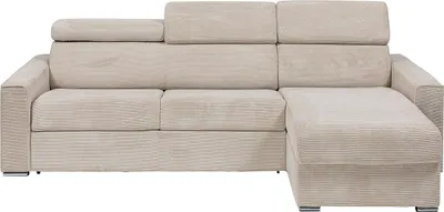 Zdjęcie produktu dla Narożnik z materacem - Wymienny narożnik - Sztruks - Beżowy - Powierzchnia do leżenia 140 cm - Materac 14 cm - VIZIR