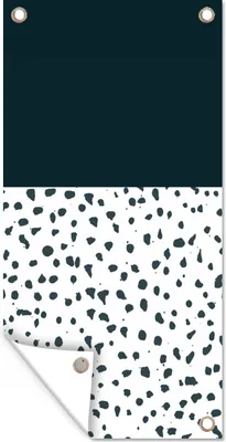 Produktbild von MuchoWow® 40x80 cm Outdoor-Poster Gartendeko Sichtschutz Garten Poster für den Garten  Polka dots - Schwarz - Weiß