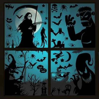 Produktbild von Halloween Spookvleermuizen Schedel Pompoen Raamstickers