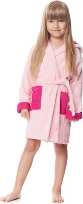 Produktbild von Ladeheid Kinder Frottee Bademantel aus 100% Baumwolle LA40-103 (Hellrosa/Fuchsia (P15/M12), 146-152)
