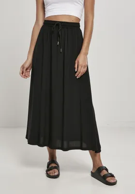 Produktbild von Urban Classics Langer Rock Damen Ladie Viscose Midi Skirt schwarz 5XL