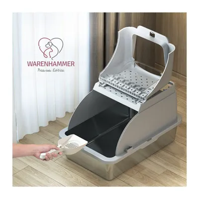 Produktbild von Katzentoilette Katzenklo XXL Premium - Edelstahl mit Deckel - große Frontöffnung