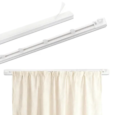 Produktbild von Selbstklebende Gardinenstange - Ohne Bohren für Decken- oder Wandmontage - 40 cm Vorhangschiene - Weiß