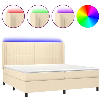 Produktbild von vidaXL Boxspringbett mit Matratze & LED Creme 200x200 cm Stoff
