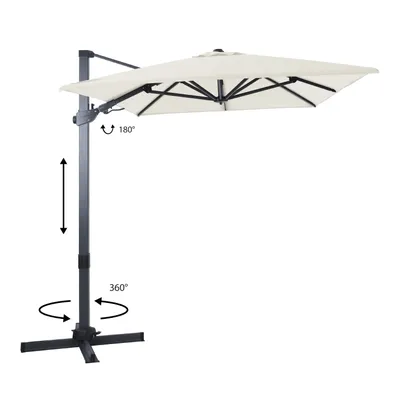 Image de Axi Milad Premium Parasol Déporté Gris/Beige - Rectangulaire 200X300Cm -Structure Aluminium - Rotation 360 - Inclinable - Résistant Aux Uv