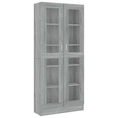 Image de vidaXL Armoire vitrine Gris Sonoma 82,5x30,5x185,5 cm Bois composite
