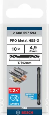 Immagine prodotto di Trapano a doppia punta 4,9 x 17 x 62 mm