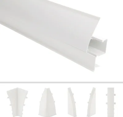 Produktbild von LEMAL Sockelleisten und Zubehör - PVC Fußleisten 60x15mm mit Kabelkanal - (1 Verbinder, VB.101A Weiß) Stuckprofil Schutzleiste Schutzprofil