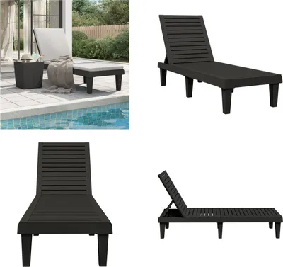 Produktbild von vidaXL Sonnenliege Schwarz 155x58x83 cm Polypropylen - Sonnenliege - Sonnenliegen - Sonnenbett - Tagesbett