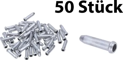 Produktbild von 50 Stück Alu End Kappen Fahrrad Bowdenzug Bremszug und Schaltzug Quetschhülsen