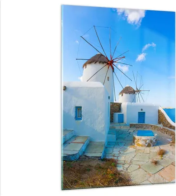 Produktbild von Bilder auf glas - Einteilig - Griechenland Insel Küste Haus - 80x120cm - Glasbilder - Wandbilder - Bilder - Wanddekoration aus Glas - Glas Bilder - Wandbild auf Glas - GPA80x120-2424