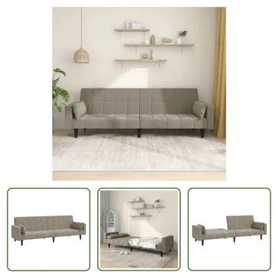 Produktbild von The Living Store Schlafsofa 2-Sitzer mit 2 Kissen Hellgrau Samt