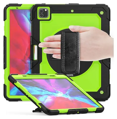 Produktbild von Für Apple iPad Pro 13 2024 Hybrid 360 Grad Schutz Hülle mit Schultergurt Grün