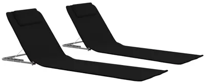 Productafbeelding van Opvouwbare Strandmat met Rugleuning en Opbergvak
