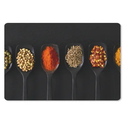 Produktbild von MuchoWow® Schreibtischunterlage Löffel - Gewürze - Schwarz - Gewürze - Rustikal 60x40 cm - XXL Mauspad - Großes Mauspad