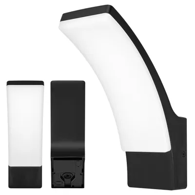 Produktbild von MasterLED Außenwandleuchte LED 12W Neutralweiß Schwarz gebogen modernes Design Wandlampe Außen