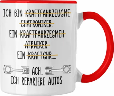 Produktbild von Trendation - KFZ Mechaniker Geschenk Lustig Tasse mit Spruch für Automechaniker Geschenkidee Kaffeetasse Werkstatt (Rot)