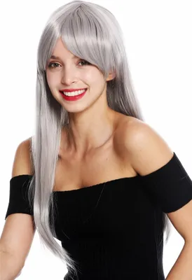 Produktbild von WIG ME UP Perücke Pony lang glatt Grau YZF-41062-T0906