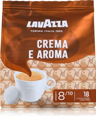 A bag of Lavazza Crema E Aroma coffee pods.