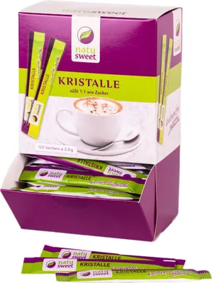 Produktbild von Natusweet Kristalle Sachets 120 x 2 g - perfekt vorportioniert - kalorienfreier - zuckerfreier Zuckerersatz mit natürlichem Ursprung