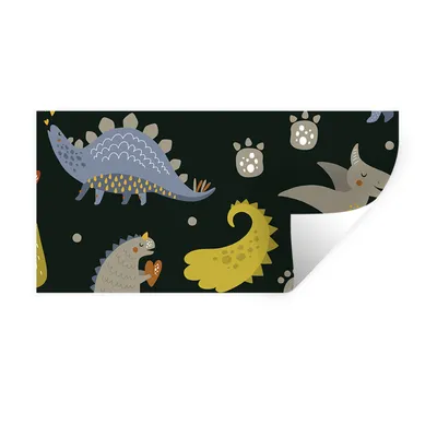 Produktbild von MuchoWow® Wandtattoo Wandsticker Wandaufkleber Dino - Kinder - Schnittmuster - Jungen - Mädchen - Dinosaurier 160x80 cm Selbstklebend und Repositionierbar - Sticker - Dekorfolie