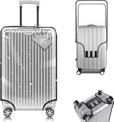 Produktbild von Reisegepäckhülle, 24 Zoll transparente PVC-Kofferhüllen, wasserdichte Trolley-Kofferhülle mit Gepäckanhänger für den täglichen Gebrauch auf Geschäftsreisen