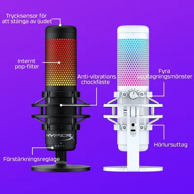 Produktbild von HyperX QuadCast S White RGB Streaming Mikrofon Streaming Microphone Gaming Standmikrofon