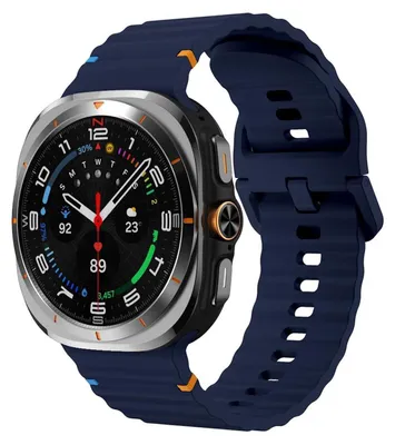 Obrázek produktu pro Pro Samsung Galaxy Watch 8 / 8 Classic Design Wave Structure Silicone Strap Dark Blue Velikost: L