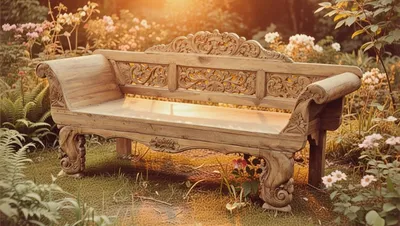 Image de Élégant banc en bois au design classique pour le jardin ou la terrasse