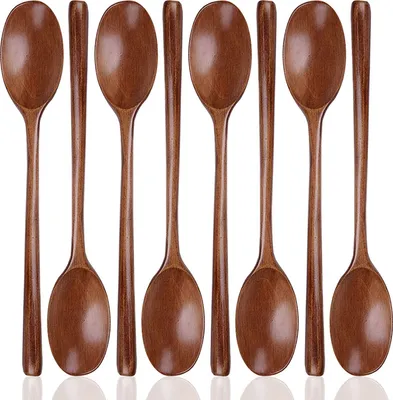 Produktbild von Suppenlöffel, Holz, Schöpflöffel, Löffel-Set zum Kochen, Mixen, Rühren, Honig, Tee, Limo, Dessert, Kokosnussschale, Antihaftbeschichtung, Töpfe, Küche, 22,9 cm