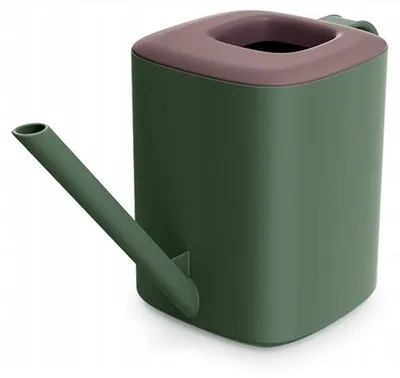 Produktbild von Kunststoff Gießkanne 1L für Zimmerpflanzen, ergonomisch, abnehmbarer Deckel, grün-braun