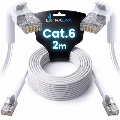 Produktbild von Extralink CAT6 U/FTP LAN Patchkabel 2 m Kupfer RJ45 Netzwerkkabel 1 Gbit/s Weiß