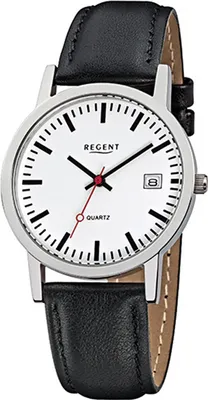 Produktbild von Regent Leder Damen Herren Uhr F-794 Quarzuhr Armband schwarz D2URF794