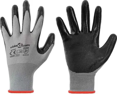 Obrázok produktu pre Pracovné rukavice 24 pcs Šedá a čierna 7 / S Polyester