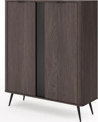 Zdjęcie produktu dla FURNLUX Showcase Veris Dark Oak And Black 113cm / Kolor główny: brązowy / Wymiary: 113 x 134 x 38 cm