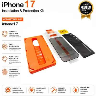Produktbild von 3x Privacy Glass Screen Protectors for iPhone 17 + Camera Lens Protector Set