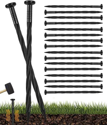 Immagine prodotto di TRANKIELO® - 100 picchetti in plastica per bordi di giardino - Picchetti a spirale da 20 cm per giardino e campeggio