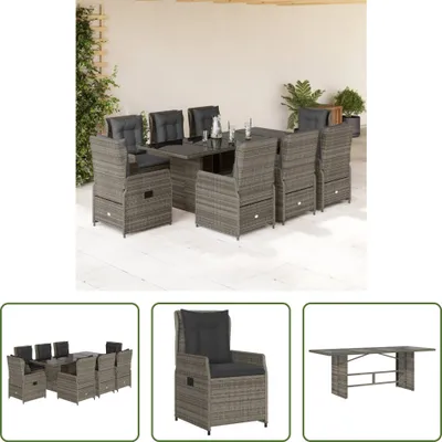 Produktbild von The Living Store 9-tlg. Garten-Essgruppe mit Kissen Grau Poly Rattan