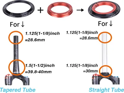 Immagine prodotto di ZTTO ZS44/ZS56 Tubo conico esterno Teste coniche dritte Doppio uso Set di vaschette per cuscinetti della serie sterzo della bicicletta Accessori cuscinetto