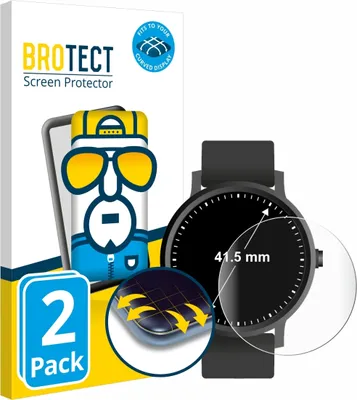 Produktbild von 2x BROTECT Fullscreen Schutzfolie für Armbanduhren (Kreisrund, ø: 41.5 mm) Displayschutz Folie Fullcover Klar Transparent