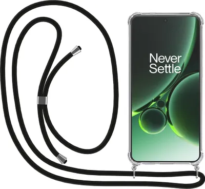 Produktbild von Smartphonica Telefon Fall geeignet für OnePlus Nord 3 mit Kabel und Bumper - Fall mit Telefon Kabel - TPU Backcover Fall stoßfest mit Lanyard - Transparent