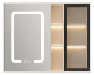 Image de Armoire miroir LED salle de bain blanche - 80 cm - ARVIA