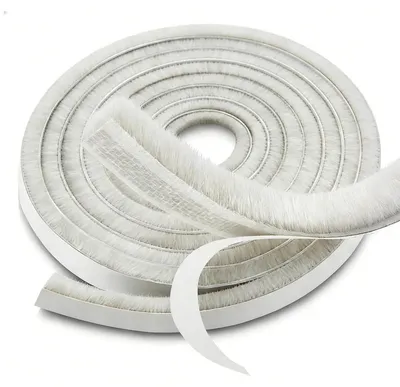 Obrázek produktu pro Těsnění kartáčem - samolepicí - 9 m - 9 mm x 15 mm - Bílá - Na dveře a okna