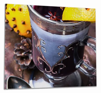 Produktbild von Wallario Herdabdeckplatte aus Glas, Größe 60 x 52 cm 1-teilig, Motiv Weihnachtlicher Glühweingenuss