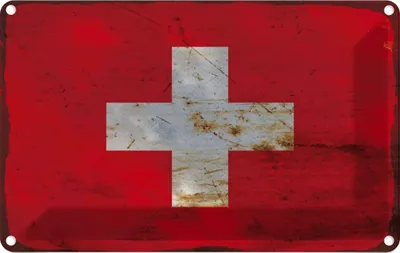 Produktbild von vianmo Blechschild 20x30 cm Schweiz Switzerland Rost Flagge Fahne Wappen