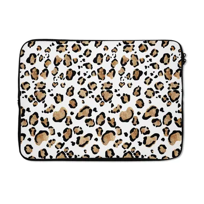 Produktbild von MuchoWow® Laptop Hülle 13 Zoll Pantherdruck - Braun - Muster Laptoptasche - Laptophülle - Sleeve - Rundumschutz