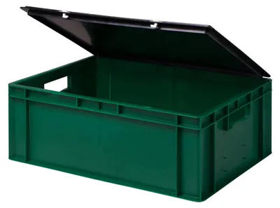 Productafbeelding van Stabiele opbergbox met deksel, stapelbaar, kunststof, 60x40x22 cm, groen
