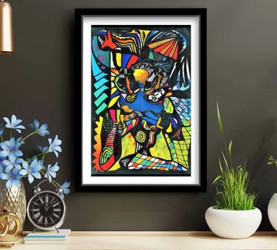 Produktbild von Wallity, 3550POP-002, Dekoratives gerahmtes MDF-Gemälde, Mehrfarbig, 100 % MDF, 38 x 53 cm